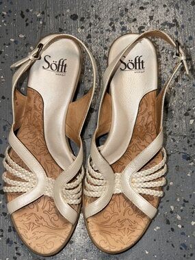 Söfft Cream Braided Slingback Sandals
